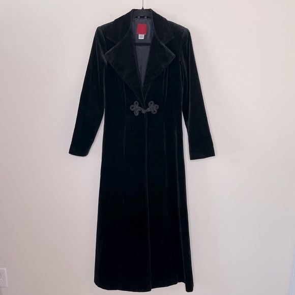 JS Collection VTG Long Black Cotton Velvet Opera Cape Coat Size Small Whimsical - Picture 11 of 11